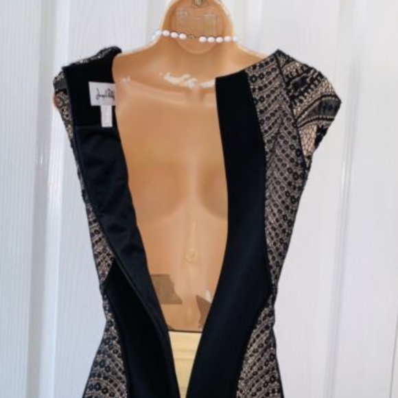 Joseph Ribkoff Black and Beige Lace Dress - Picture 6 of 7